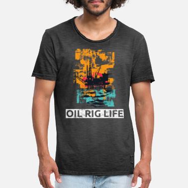 Öljynporauslautta Öljynporauslautan öljynporauslautta auringonlaskulahjassa - Miesten vintage t-paita