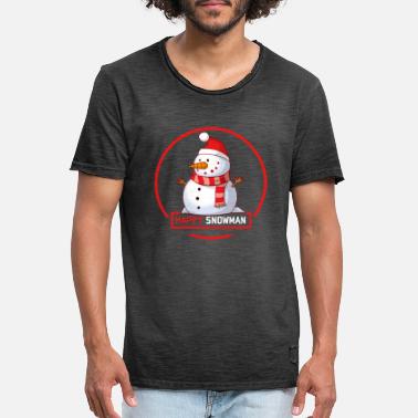 Happy Christmas Christmas Christmas Happy Snowman - Vintage T-skjorte for menn