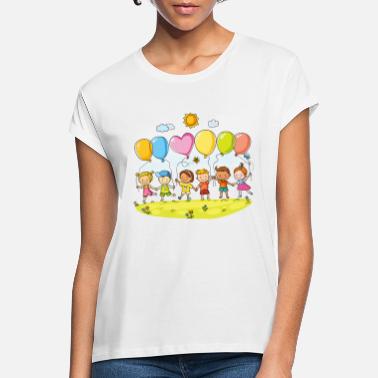 Kidding Kids Kids with balloons - Women&#39;s Loose Fit T-Shirt