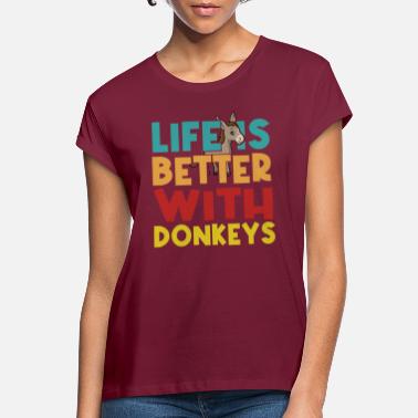 Farming Life with Donkeys Ironic Mule Farm Animal Nature - Women&#39;s Loose Fit T-Shirt