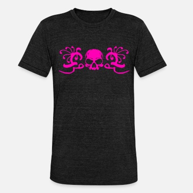 Lila Skull Tribal - Unisex triblend T-skjorte