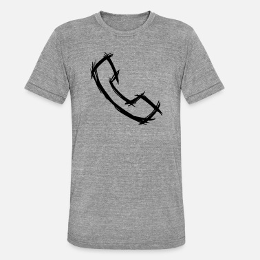 Hand Gezeichnet Telefonhörer, hand gezeichnet - Unisex T-Shirt meliert