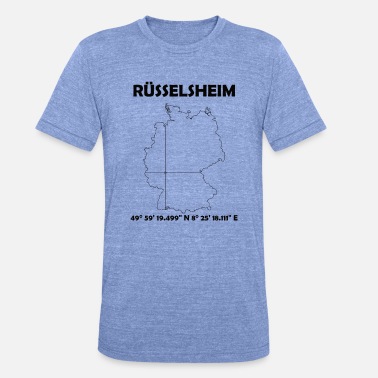 Maine Rüsselsheim am Main Karte - Unisex T-Shirt meliert