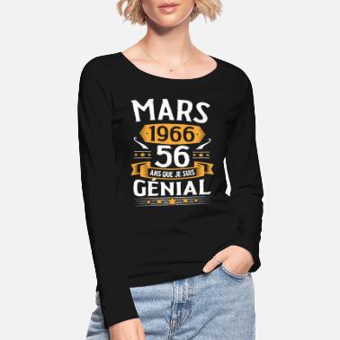 Cadeau D&#39;anniversaire Vintage 56 Ans Mars 1966 - T-shirt manches longues bio Femme