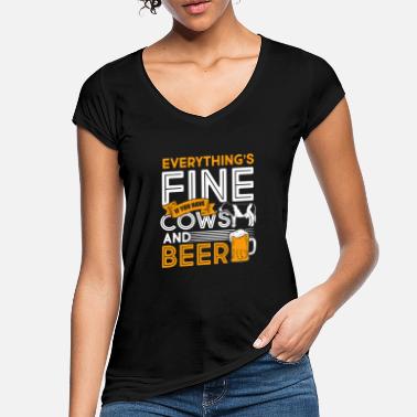 Kühe Alles ist aus feinen Kühen und Bier. - Frauen Vintage T-Shirt