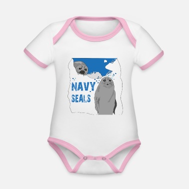 Navy Navy Seals - Ekologisk kontrastfärgad babybody