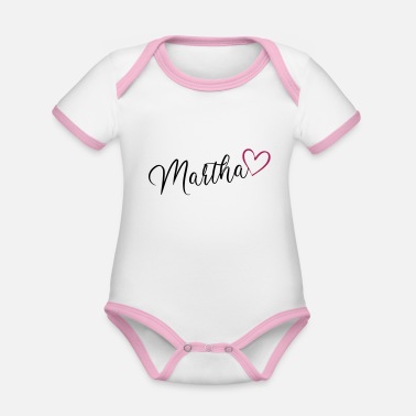 Flicknamn Martha efternamn förnamn flicknamn med hjärta - Ekologisk kontrastfärgad babybody