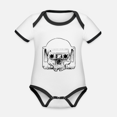 Audio Audio Skull - Ekologisk kontrastfärgad babybody