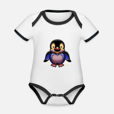 Smycken Pingvin - Ekologisk kontrastfärgad babybody