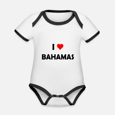 Karibien Jag älskar Bahamas - Island - Karibien - Karibien - Ekologisk kontrastfärgad babybody