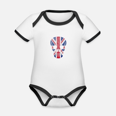 Storbritannien Skalle Storbritannien Storbritannien Storbritannien - Ekologisk kontrastfärgad babybody