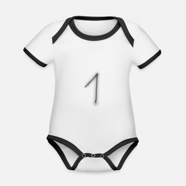 Tröjnummer 1 - ett - ett - nummer - nummer - tröjnummer - Ekologisk kontrastfärgad babybody