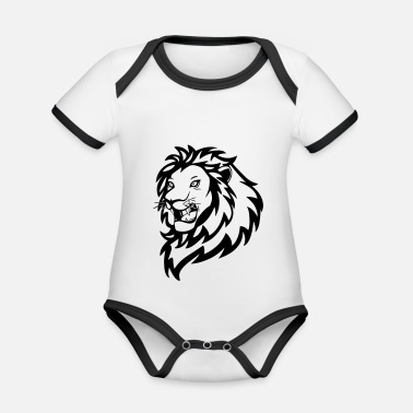 Safari lejonets huvud - Ekologisk kontrastfärgad babybody