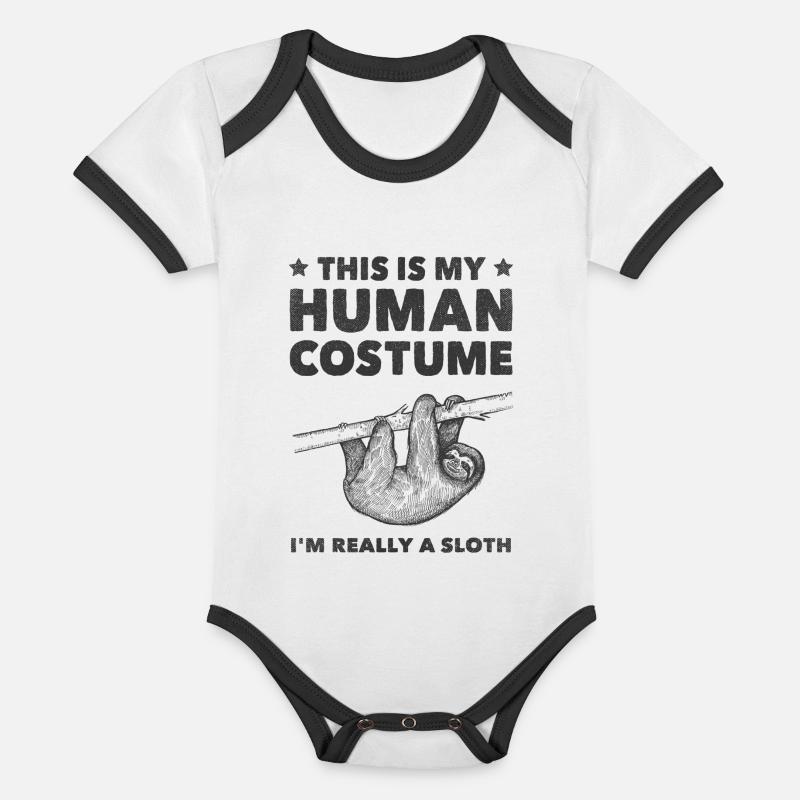Vandre lige kontanter Dette er min menneskelige kostume dovendyr kostume Halloween' Økologisk  kontrast babybody | Spreadshirt