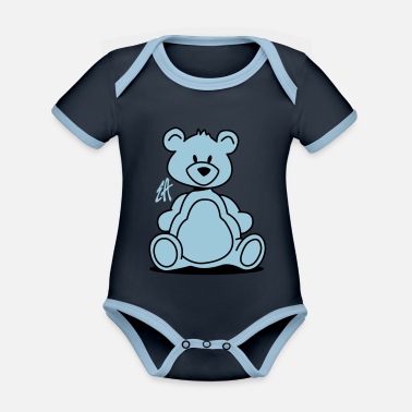 Teddybjörn teddybjörn - Ekologisk kontrastfärgad babybody