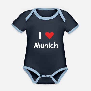 München Jag älskar München München - Ekologisk kontrastfärgad babybody