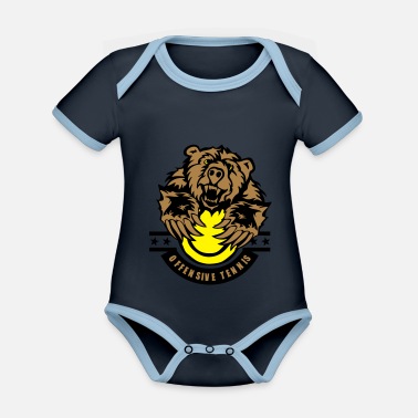 Offensiv tennisbjörn offensiv logotyp - Ekologisk kontrastfärgad babybody