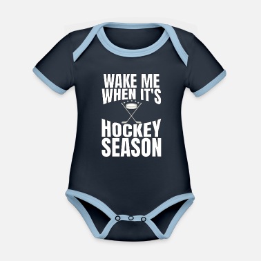 Hockey Hockey Fan Gift Wake Me för Hockey Season - Ekologisk kontrastfärgad babybody