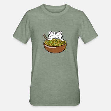 Spis Søt katt som spiser ramennudler - Unisex Polycotton T-skjorte