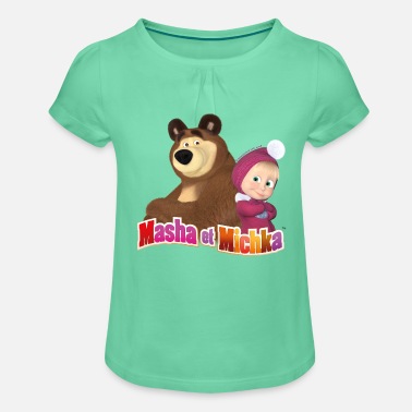Mascha Und Der Bär Dream Team - Mädchen T-Shirt mit Raffung