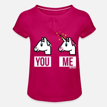 Officialbrands SmileyWorld You Me Horse Vs Unicorn - Girls&#39; Ruffle T-Shirt