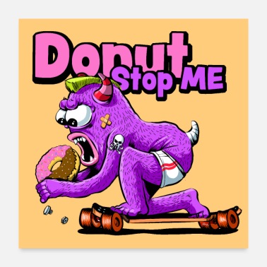 Weird Donut Monster Skater - Poster