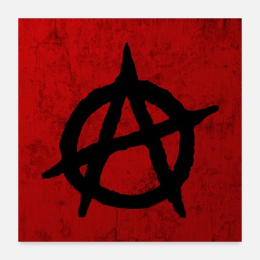 Grungy poster anarchy symbol red grungy background - Poster