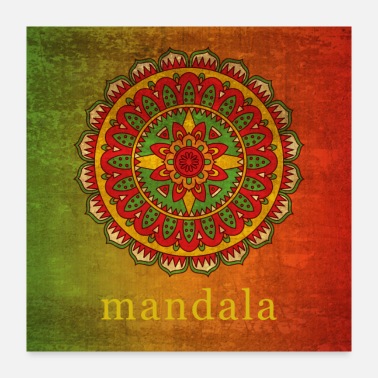 Grungy colorful poster mandala grungy background - Poster