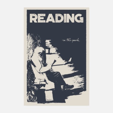Schwarz Weiß Reading in the Park - Poster - Poster