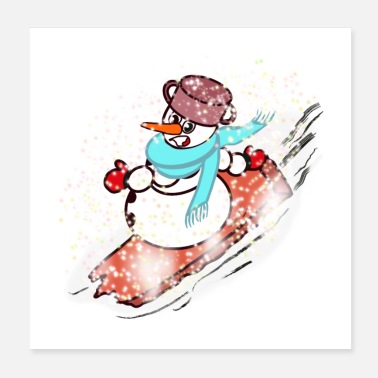 Schneemann auf Snowboard fahrend 