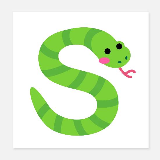 Dessin Anime Alphabet Serpent Mignon Vert Posters Spreadshirt