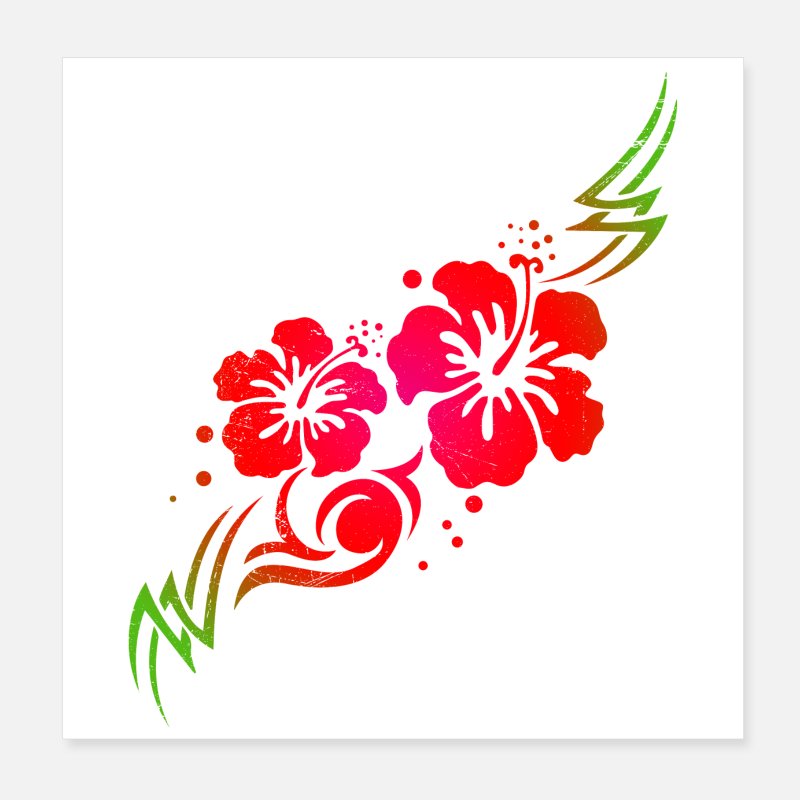 Idea de regalo de tatuaje tribal de hibisco flor hawaiana' Póster |  Spreadshirt