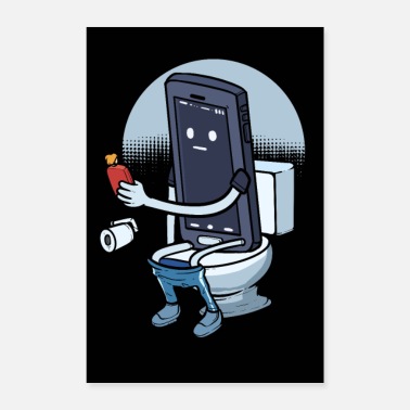 Toilette Umorismo del bagno Carta igienica Telefono cellulare Bagno Bagno WC - Poster