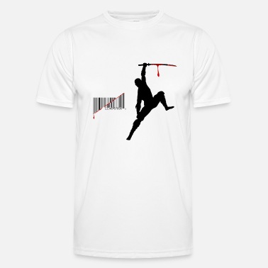 Shaolin ninja viivakoodi - Miesten tekninen t-paita