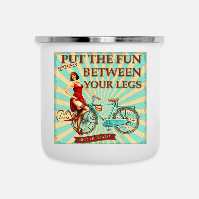 Cykel - Sæt mellem dine ben' Emaljekrus | Spreadshirt