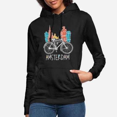 Winter Amsterdam - Retro Nederland Bicycle Gift - Vrouwen hoodie
