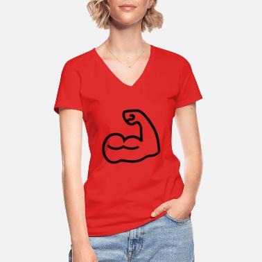 Sterydy Anaboliczne Ikona bicepsów mięśni - Klasyczna koszulka damska z dekoltem w serek