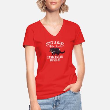 Devil Tasmanian paholainen - Klassinen naisten t-paita v-pääntiellä