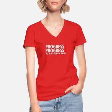 Postęp Postęp to postęp - Klasyczna koszulka damska z dekoltem w serek