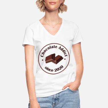Kakao Süchtig nach Schokolade seit 2020 Gourmet-Humor - Klassisches Frauen-T-Shirt mit V-Ausschnitt