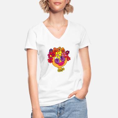 Kukkatyttö kukkatyttö - Klassinen naisten t-paita v-pääntiellä