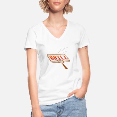Grillowanie grillowanie - Klasyczna koszulka damska z dekoltem w serek