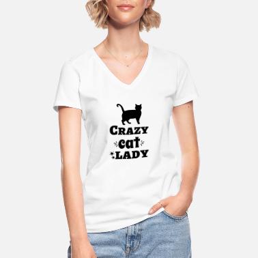 Verrückte Katzendame Verrückte Katzendamen - Klassisches Frauen-T-Shirt mit V-Ausschnitt