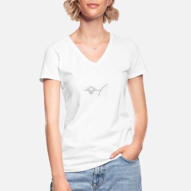 Rantakatu Aurinko ja meri - Klassinen naisten t-paita v-pääntiellä