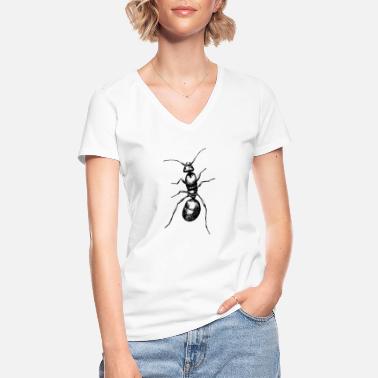 Transparente hormiga transparente - Camiseta clásica con cuello de pico para mujer