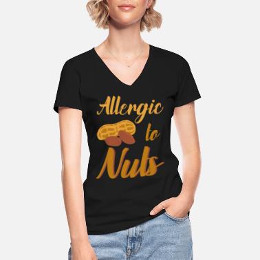 Alergia Alergia wysypka reakcja alergiczna orzeszki ziemne - Klasyczna koszulka damska z dekoltem w serek