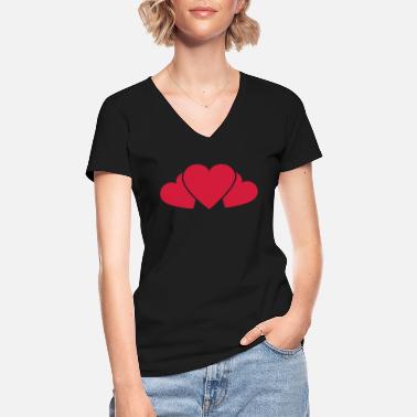 Style love_hearts_1c - Klasyczna koszulka damska z dekoltem w serek