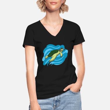 Tortuga Tortuga merikilpikonna - Klassinen naisten t-paita v-pääntiellä