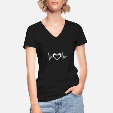 Herzfrequenz Herzfrequenz Herzschlag - Klassisk T-skjorte med V-hals for kvinner