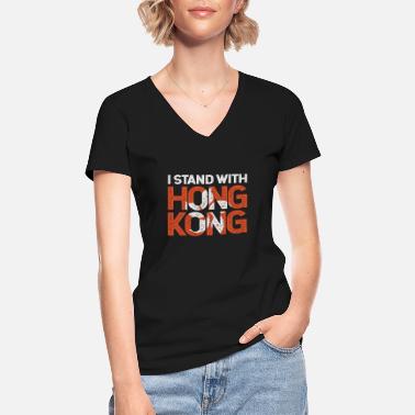 Hong Kong Jeg står med Hong Kong - Klassisk T-skjorte med V-hals for kvinner
